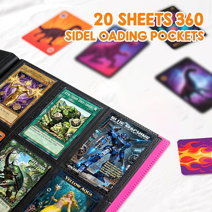 Card Binder 9 Pocket, PP Cover Trading Card Binder for 360 Cards, Sturdy Card Collection Album, Card Holder Folders for MTG, TCG, Game Cards & Sports Cards,Rose Red