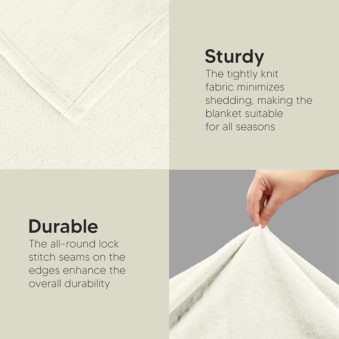 Utopia Bedding Ultra Soft Fleece Bed Blanket King Size Ivory (90x102 Inch) | Microfiber Plush Warm Lightweight Breathable Cozy Blanket Anti-Static, All Season Use, Gift for Women and Men
