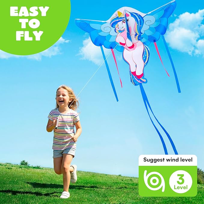 JOYIN 43.3'' Unicorn Kite Easy to Fly for Kids and Adults, Large Beach Kite for Outdoor Games and Activities