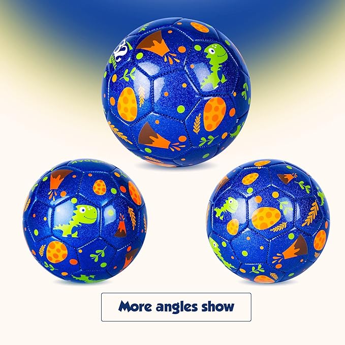 Kids Soccer Ball Size 2 Size 3 Size 4 with Pump Deflated - Operation Christmas Child Shoebox Gift - Glitter Purple Blue Unicorn Dinosaur Toys for Toddler Kids Boys Girls 1-3 3-8 8-12 Years Old