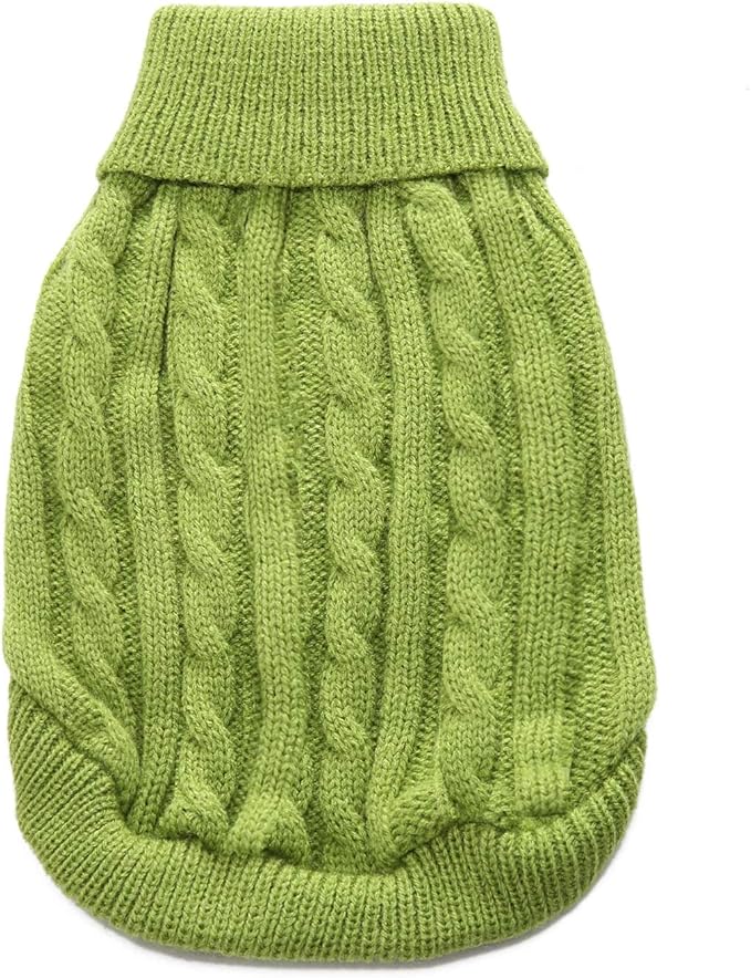 Dog Sweater, Large, Light Green, Acrylic, Turtle Neck, Pullover, 15.75 inch Chest, 11-15 lb, Unisex, for Large Breeds