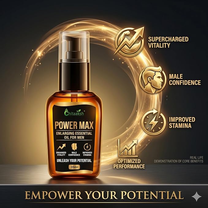 Power Max Enlarging Essential Oil for Men, Enhanced Vitality, Improved Stamina, 35ml
