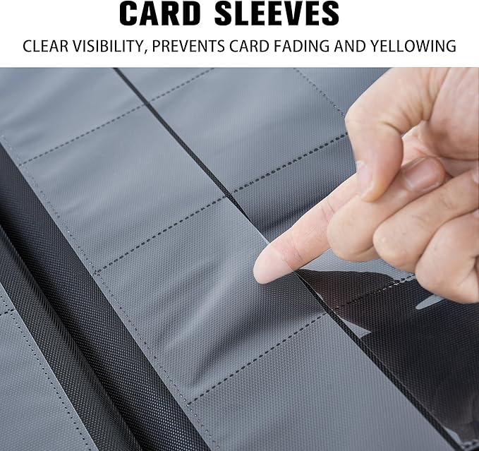 Premium 16 Pocket Trading Card Binder,1024 Card Capacity Card Binder Ringless Design with Zipper Side Loading Trading Card Album Folder for MTG, Sports Cards & TCG - Black
