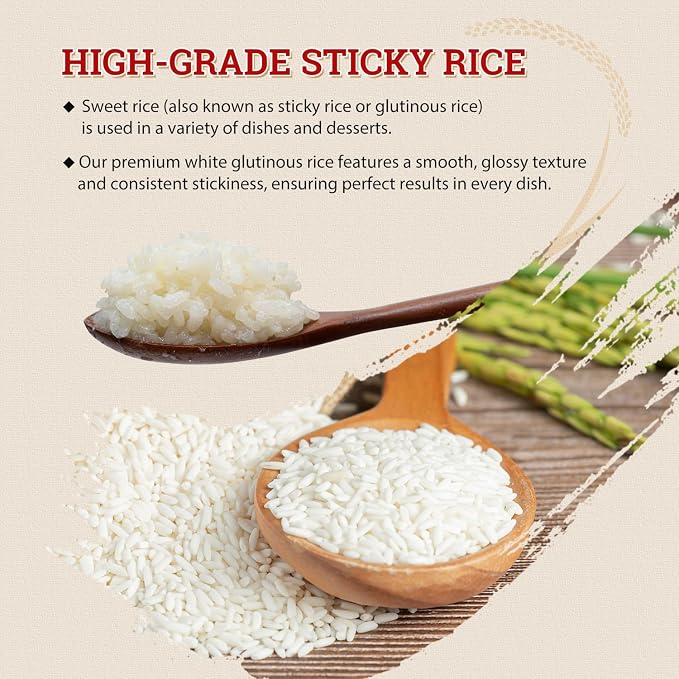 52USA Sweet Sticky Rice 2 Pound (Pack of 3), White Sticky Rice | Premium Glutinous Rice , Gluten-Free, Vegan, All Natural, Rich in Fibers and Minerals, 96 Ounce (2721g)