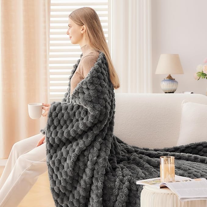 NEWCOSPLAY Fleece Clouds Cozy Queen Blanket for Couch, Grey, 90"x90" | Premium Silky Flannel Blanket, Soft Lightweight Fluffy Throw Blanket for Bed Sofa Decor, Gift for All Season Use