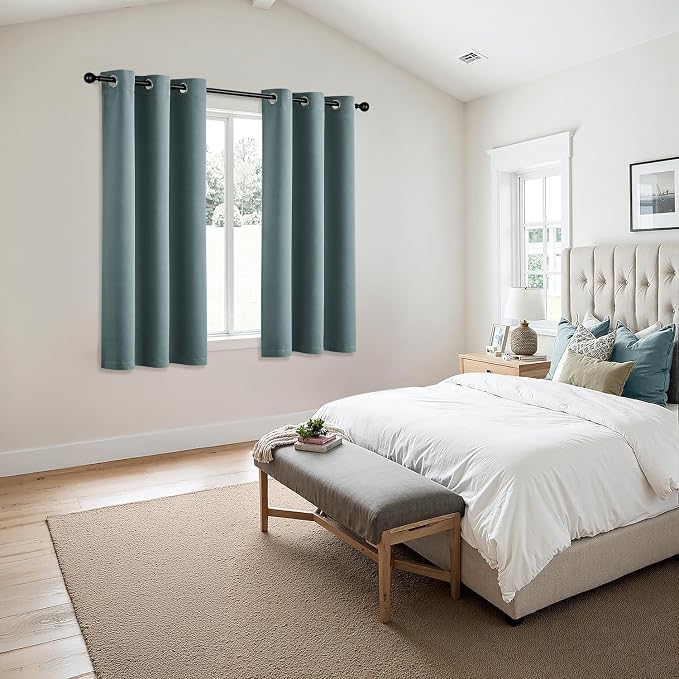 MIULEE Blackout Curtains for Bedroom 2 Panels 40 x 63 Inch Long Dusty Blue | Thermal Insulated, Living Room Darkening Grommet Drapes, Noise Reducing, Light Blocking Window Treatments