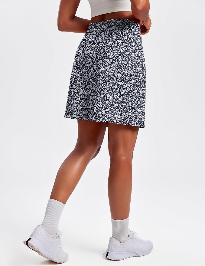 PINSPARK 19" Knee Length Skorts for Woman with Pockets UPF 50+ Golf Skirts | 4 Pockets, Built-in Shorts, High Waisted & Tummy Control, Moisture-wicking for Golf Athletic Tennis Workout Casual