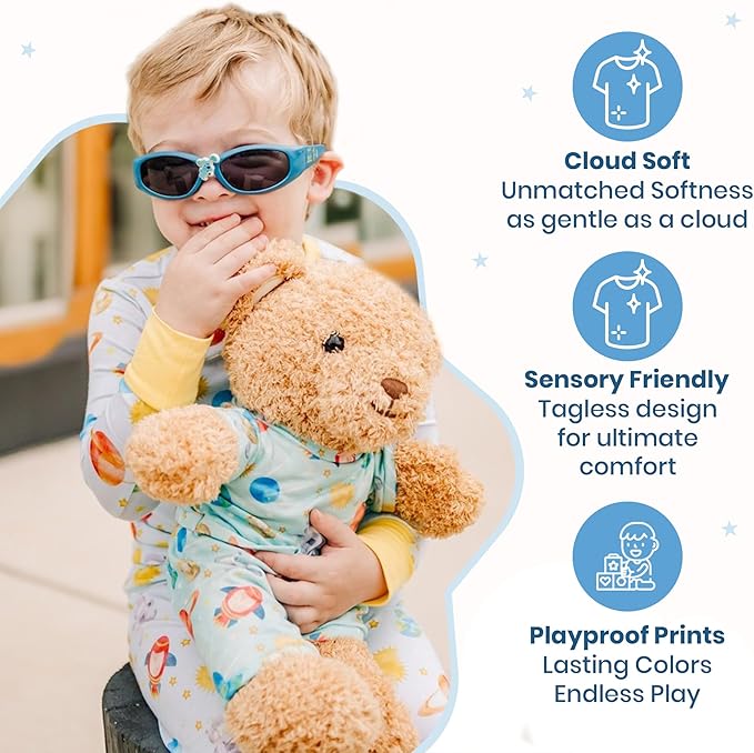 Zip N' Bear Soft Plush Teddy Bear Stuffed Animal with Planet Pals Pajamas - Zippy The Bear Cute Cuddly Plush Toy, Perfect Sensory Teddy for Kids, Toddlers - Adorable Gift & Bedtime Companion