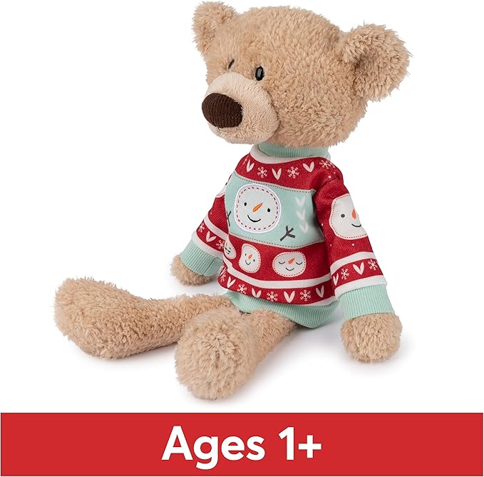 GUND Toothpick with Holiday Sweater, Classic Teddy Bear Stuffed Animal for Ages 1 and Up, Beige/Red/White, 15”