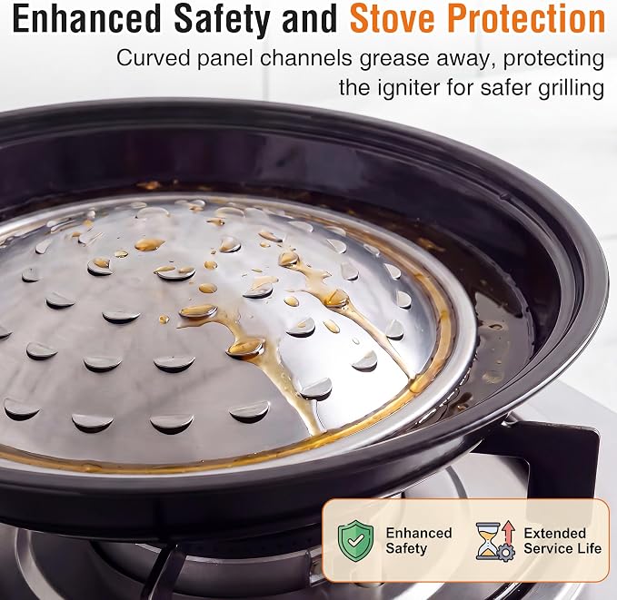 Korean BBQ Grill Pan, Low Smoke, Great Heat Conductivity | Upgraded Internal Heat Reflecting Panel, Stainless Steel Material, Stove Top Grill for Gas Canisters and Portable Stove