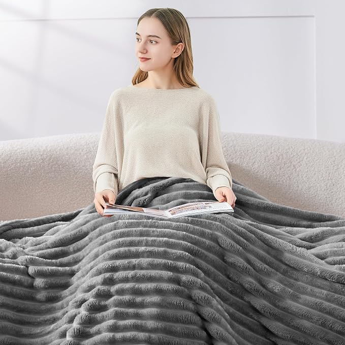 BEDELITE Ribbed Twin Blanket for Couch & Bed, Grey, 60"x80" | Ultra-Soft Plush Fleece, Cozy, Warm Yet Lightweight, Ribbed Texture, Home Decor, Machine Washable, Giftable, All-Season Use