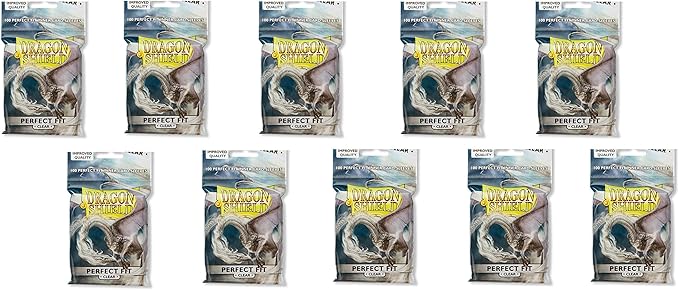 10 Packs Dragon Shield Perfect Fit Clear Inner Sleeves Standard Size 100 ct