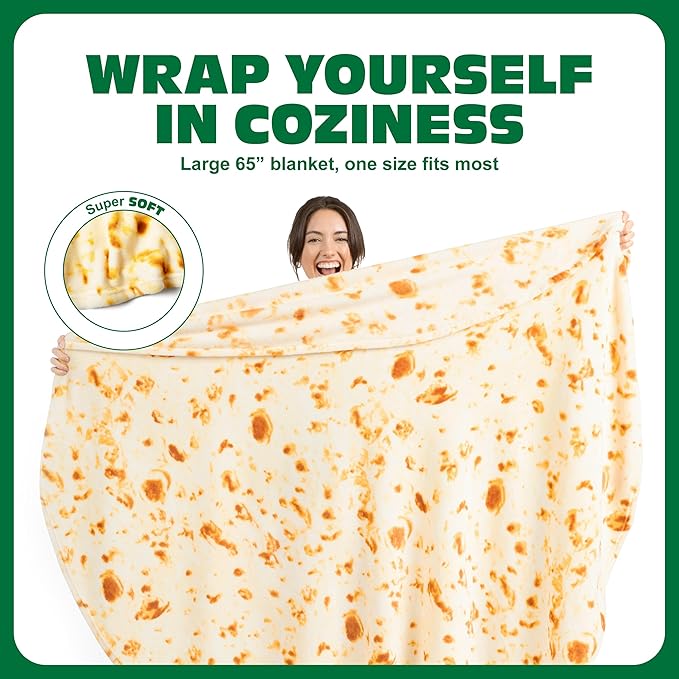 Cozy Concepts Co. Burrito Comfort Blanket by Relatable, Super Soft Plush Throw for Teens and Kids, A Cozy Dorm Room Essential, Fun Back to School Stuff & Perfect Comfort Gift for Students