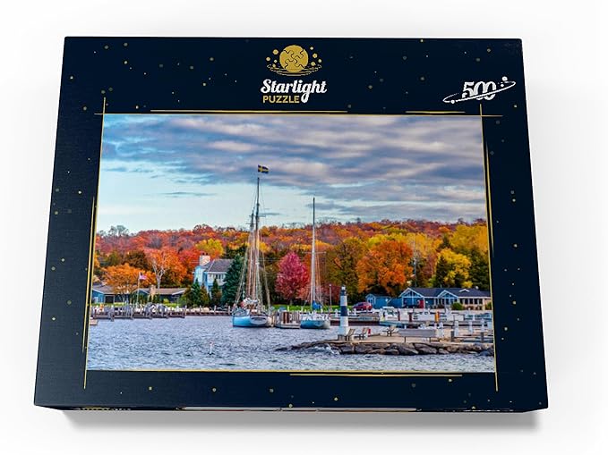 MyPuzzle Sister Bay Town Harbor View in Door County Wisconsin - Premium 500 Piece Jigsaw Puzzle for Adults