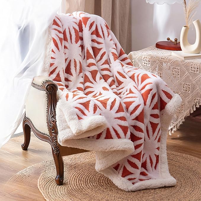 LOMAO Sherpa Fleece Blanket Gifts for Mom Dad Cozy Soft Throw Blanket for Women Men Birthday Gifts Dual Sided Couch Sofa Bed Blanket (Coral, 60''x80'')