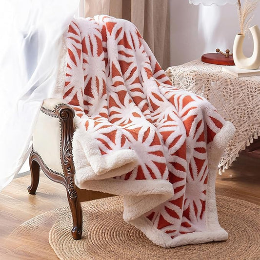 LOMAO Sherpa Fleece Blanket Gifts for Mom Dad Cozy Soft Throw Blanket for Women Men Birthday Gifts Dual Sided Couch Sofa Bed Blanket (Coral, 60''x80'')