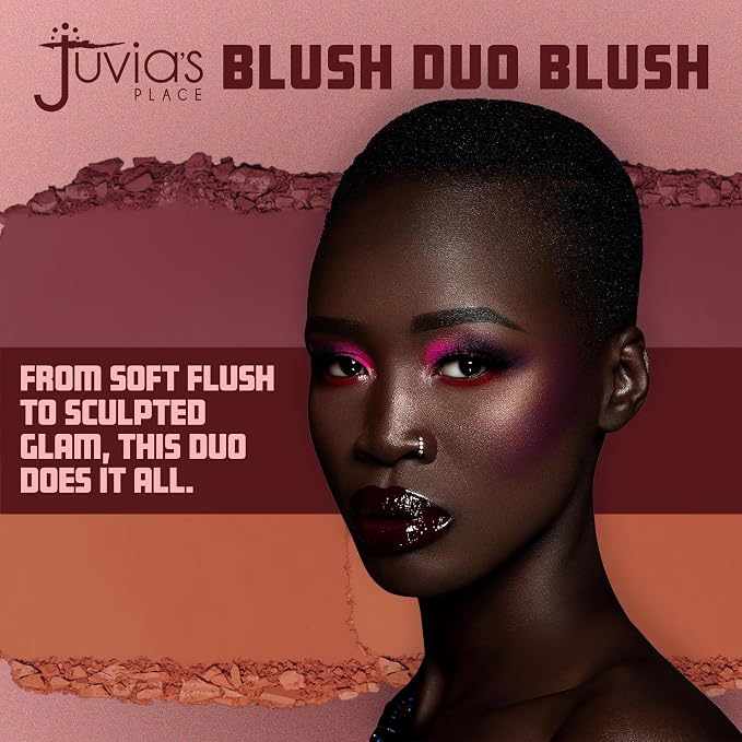 Juvia's Place Duo Blush Volume 1 - Matte Powder Blush for Cheeks Makeup | Highly Pigmented, Two Tone Make Up Powder Blush with Buildable Color for Natural or Bold Looks