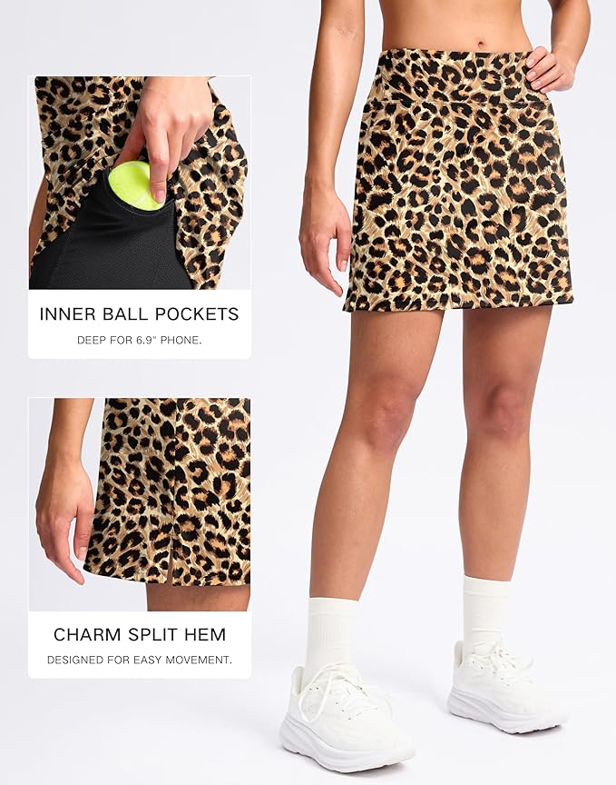 16" Skorts with 2 Pockets | Side Slits, High Waisted, A Line, Casual, Pickleball, Athletic, Golf, Tennis Skirt, for Women