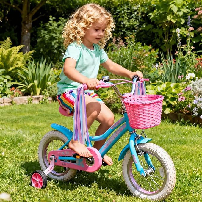 PLATT Kid's Bicycle Handlebar Streamers Colorful Ribbons Tassel for Girls Boys Bicycle Handlebar Scooter Handgrip (Dreamy Pastel1Pair)