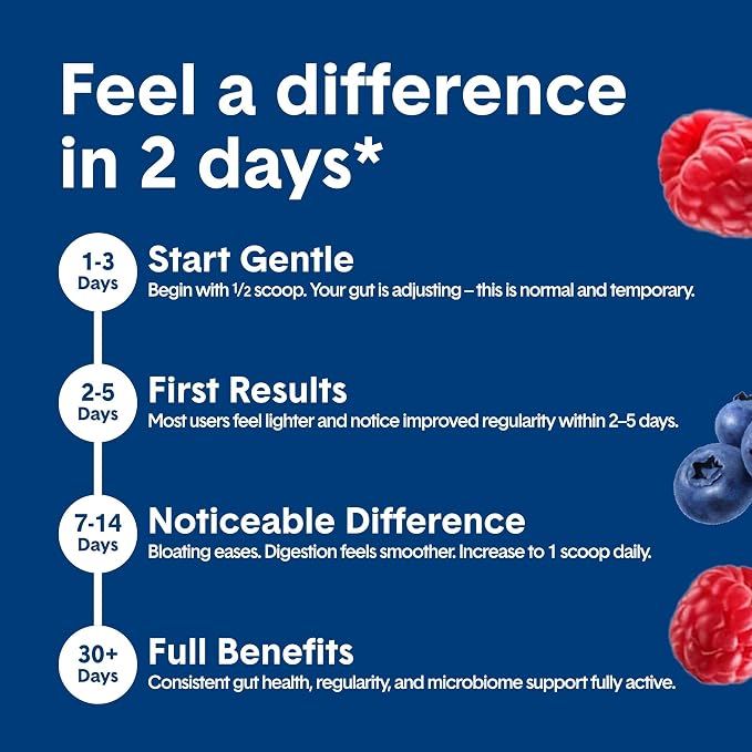 Bellway Super Fiber Powder + Fruit, Sugar Free Organic Psyllium Husk Powder Fiber Supplement for Regularity, Bloating Relief & Digestive Health, Plant-Based, Wild Berry (50 Servings)