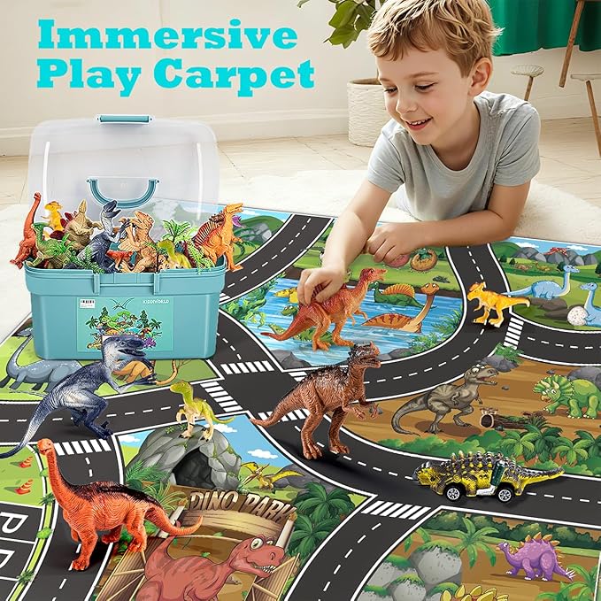 Dinosaur Toys for 3 4 5 Year Old Boys Gifts, Dinosaurs Toys for Kids 3-5-7, Dino Figures Activity Play Mat Christmas Birthday Gifts for Girls Toddler Toy Age 2-4