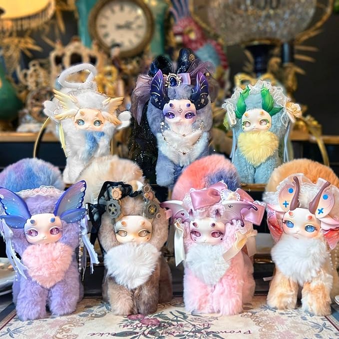 CALEMBOU Plush Doll Blind Box, Fantasy Creatures Series Vinyl Plush Mystery Toys, Kawaii 1 of 6 Possible Stuffed Dolls Soft Anime Plushies Christmas Birthday for Girls (Magic Academy Series)