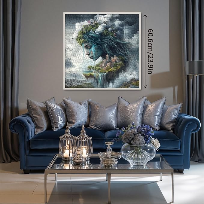 Magic Landscape Women Puzzles for Adults 1000 Pieces Nature, Cloud City Wonders Scenic Art Jigsaw Puzzles, Fantasy Scenery Aesthetic Impossible Hard Difficult Challenging Puzzle