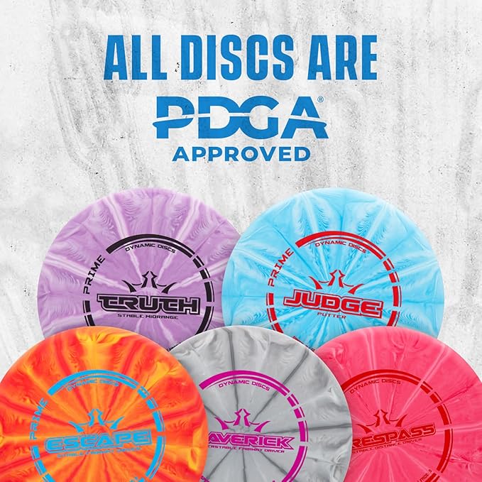 Dynamic Discs Prime Burst 5 Disc Golf Set | Includes Putter, Midrange, 2X Fairway & Driver | Disc Golf Accessories for Beginners | 170-176g | Beginner Pack for Amateurs