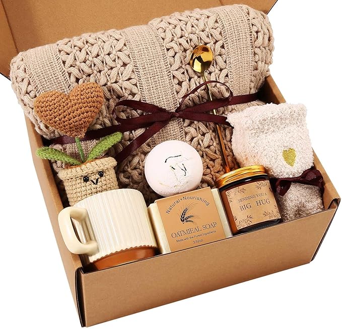 Uwingess Get Well Soon Gift Baskets for Women Self Care Gifts, Spa Care Package Inspirational Thinking of You Sympathy Gifts, Christmas Birthday Gift for Women Friends Mom Sister Grandma