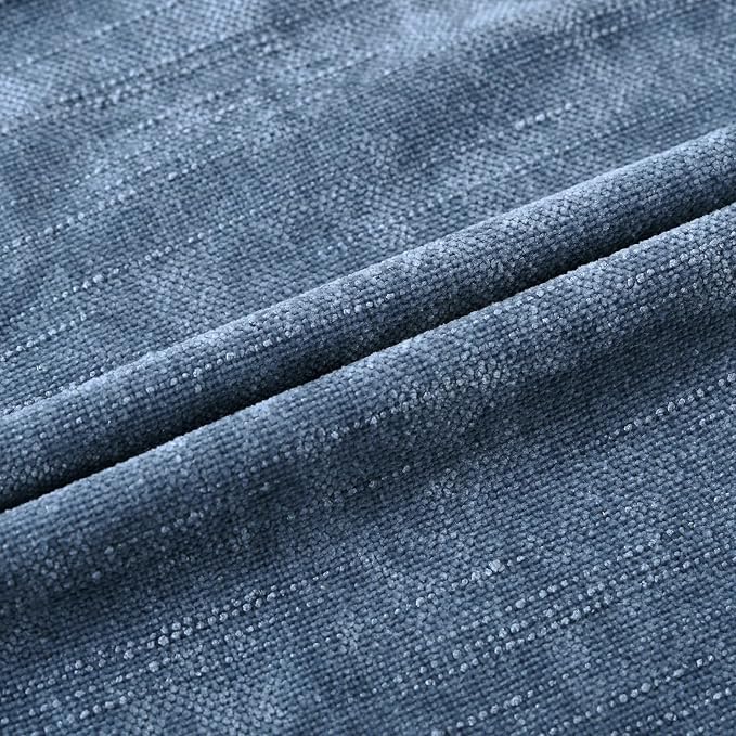 Set of 4 Soft Textured Decorative Throw Pillow Covers 18x18 Inch Cozy Farmhouse Cushion Cover Square Accent Pillow Cases for Bed Couch Sofa Living Room, Smoke Blue