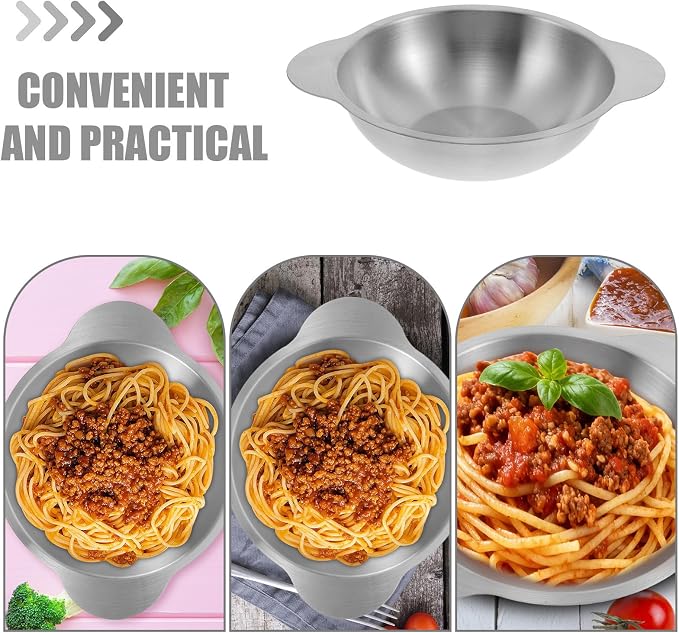 COLLBATH Stainless Steel Noodle Pot 6.85 Inch Korean Ramen Pot with Handle for Meal Prep, Bowl for Storing Pasta, Rice, and Salad, Easy Cleaning (Silver)
