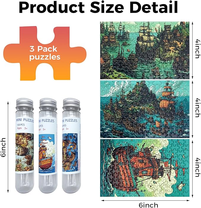 150 Pieces Mini Jigsaw Puzzles for Adults & Kids,6 x 4 Inches,Travel Puzzle,Small Puzzles,Micro Puzzles,Challenging Difficult Puzzle,Nautical Series