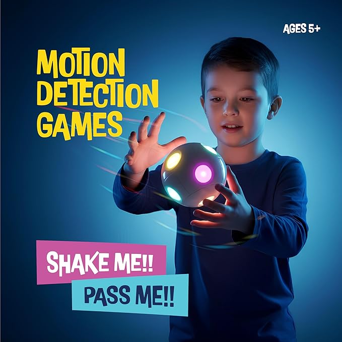 Handheld Light-Up Brain & Memory Action Ball - 6 Fun Fast-Paced Games for Kids - Rechargeable - Boys Toys Age 8-10 - Coolest Electronic Memory Game for Ages 7 8 9 10 11 12 13