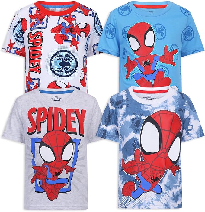 Marvel Spidey & His Amazing Friends Boys 4 Pack T-Shirt for Toddler and Big Kids