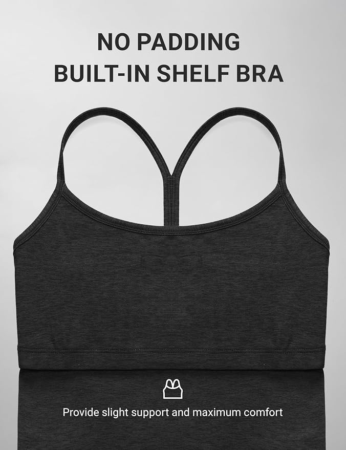 CRZ YOGA Cut-Out Y Back Crop Tank Tops for Women - Scoop Neck Spaghetti Strap Racerback Yoga Longline Sports Bra Non Padded