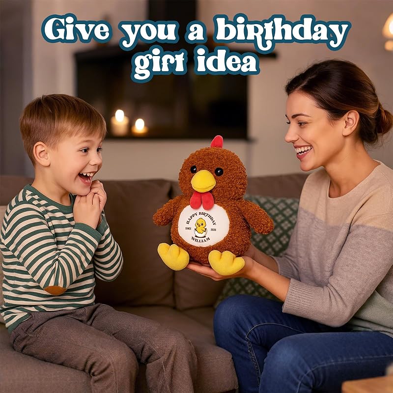 Custom Chicken Stuffed Animal 10.2" Chicken Plush Doll, Soft Cute Birthday Christmas Gift for Girls Boys Farm Lovers