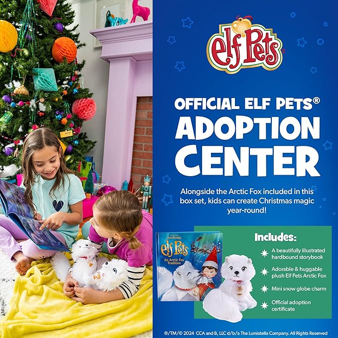 Elf Pets: an Arctic Fox Tradition - Huggable Elf Pet Arctic Fox Stuffed Animal - Includes Beautifully Illustrated Hardbound Storybook, Mini Snow Globe Charm and Official Adoption Certificate.