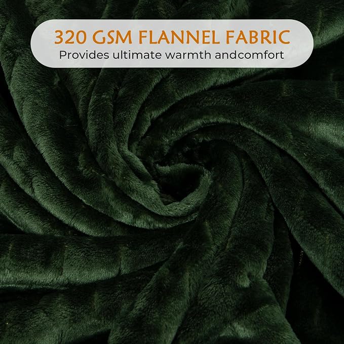 Fleece Blanket Super Soft Cozy Throw Blanket 50" x 60", Lightweight Fuzzy Comfy Textured Flannel Blanket Warm Plush Throw Blankets for Couch, Sofa, Bed, Olive Green