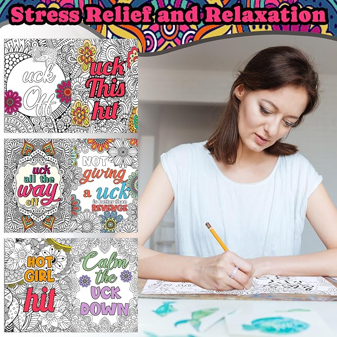 Liliful 144 Pcs Coloring Book Bulk for Adult DIY Art Stress Relief Drawing Book with Patterns, Goodie Bag Filler and Holiday Gifts