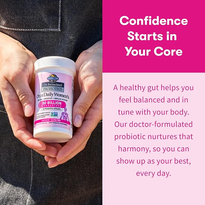 Garden of Life Once Daily Dr.Formulated Probiotics for Women 50 Billion CFU 16 Probiotic Strains with Organic for Digestive,Vaginal & Immune Health,Dairy Free,Shelf Stable 30 Capsules (Pack of 6)