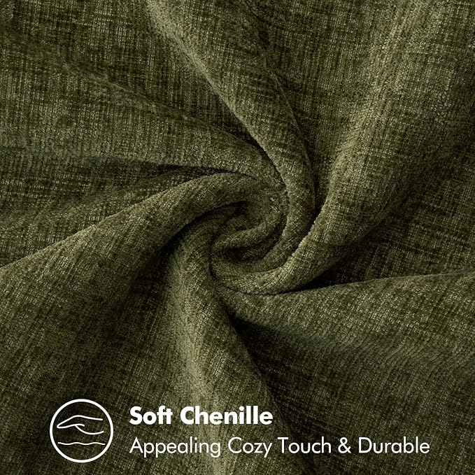 MIULEE Decorative Couch Throw Pillow Covers 18x18 Inch Olive Green 2 Pack | Farmhouse Pillow Covers with Stitched Edge, Soft Chenille Cushion Cases, for Sofa Bed Living Room Home Decor