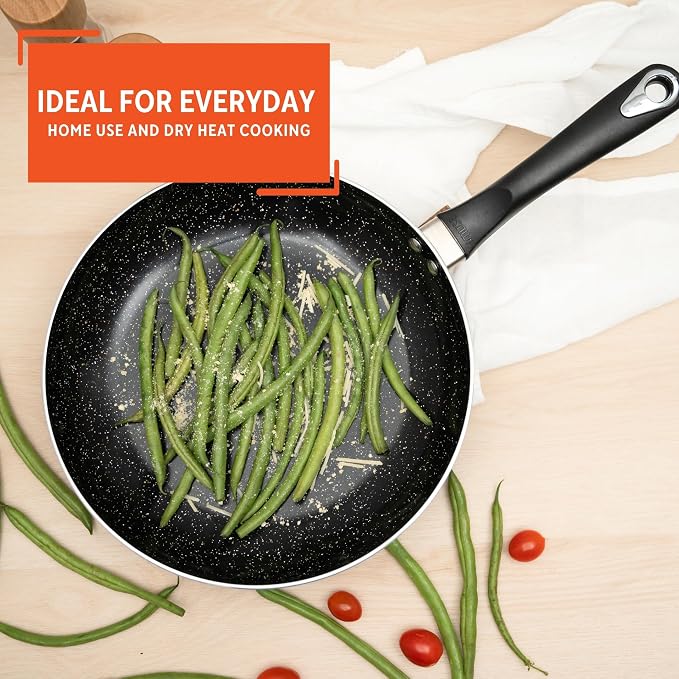 IMUSA 10 Inch Bistro Cera Aluminum Speckled Black Ceramic Fry Pan | Ideal for Frying and Sautéing