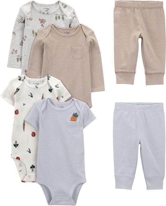 Simple Joys by Carter's Baby 6-piece Bodysuits (Short and Long Sleeve) and Pants Set