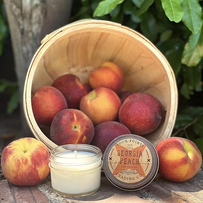 Fresh Georgia Peach Scented Candle with Jar - Soy Candle - Aromatherapy Candle - Great for Birthday, Wedding, Grandma, Mom, Women, Teacher Gifts, and Gift Baskets, Apartment Decor (4 Oz) | Aromatherapy, With Jar, Great for Birthday, Wedding, Grandma, M...