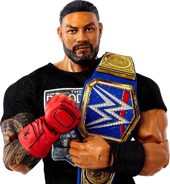 Mattel Ultimate Edition Roman Reigns Action Figure, 6-inch Collectible with Interchangeable Head, Swappable Hands & Universal Championship for Ages 8 Years Old & Up