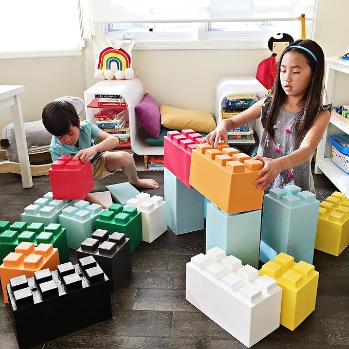 EverBlock 12' x 3' Line Half Plastic Modular Block Bulk Pack | Giant Building Blocks | Easy to Connect & Reuse | Indoor & Outdoor Use | Build Displays & Structures | Yellow