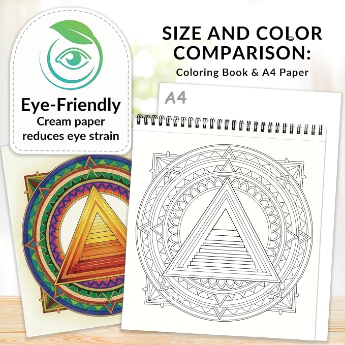 FUNLAVIE Adult Coloring Book - Sacred Geometry Mandala Coloring Books for Adults Relaxation and Stress Relief, Featuring Flower of Life, Metatron's Cube & Mindfulness Orgonite Patterns, Spiral Bound