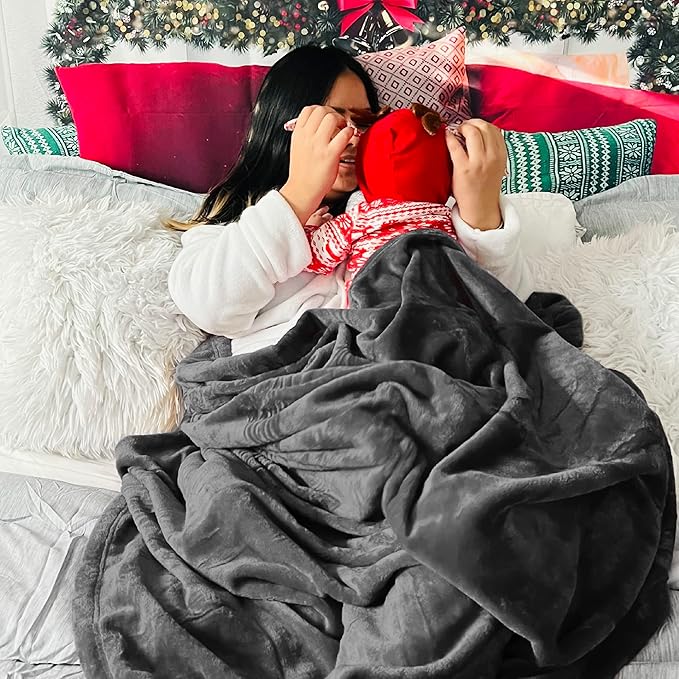 Bedsure GentleSoft Fleece Blankets Queen Size Dark Grey - Bed Blanket Soft Lightweight Plush Fuzzy Cozy Luxury Microfiber, 90x90 inches