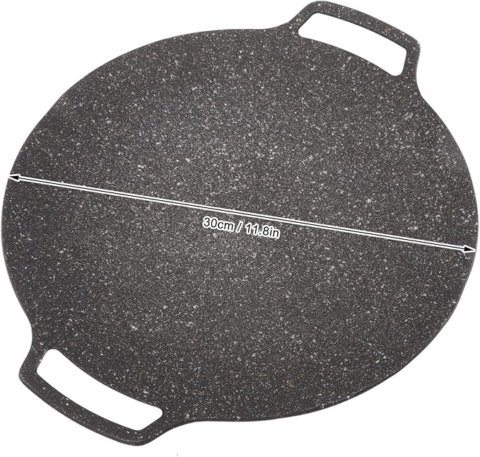 Korean Grill Pan,11.8inch Nonstick Round Griddle Grill Pan for Korean BBQ,Round BBQ Griddle with Handle,Multifunctional Stove Plate for Meats, Pancakes, Ribs