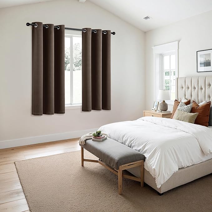 MIULEE Blackout Curtains for Bedroom 2 Panels 40"x54" Long Chocolate Brown | Thermal Insulated, Living Room Darkening Grommet Drapes, Noise Reducing, Light Blocking Window Treatments